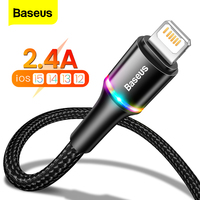 Baseus kabel USB do iPhone 12 11 13 Pro XS Max Xr X 8 7 6 oświetlenie LED szybka ładowarka data kabel telefoniczny do ipada przewód drutowy 1